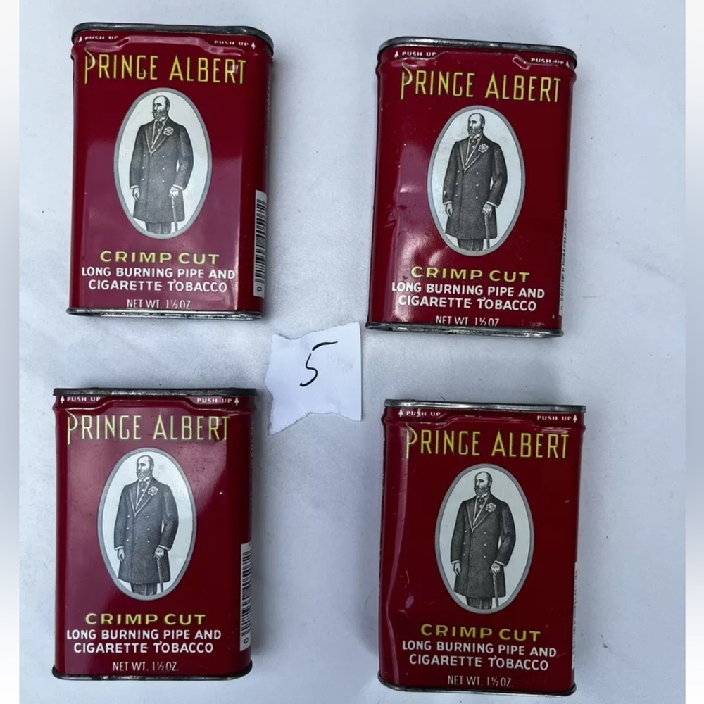 Vintage Lot of 4 Empty Prince Albert Cans - Collectible Tin Containers 5